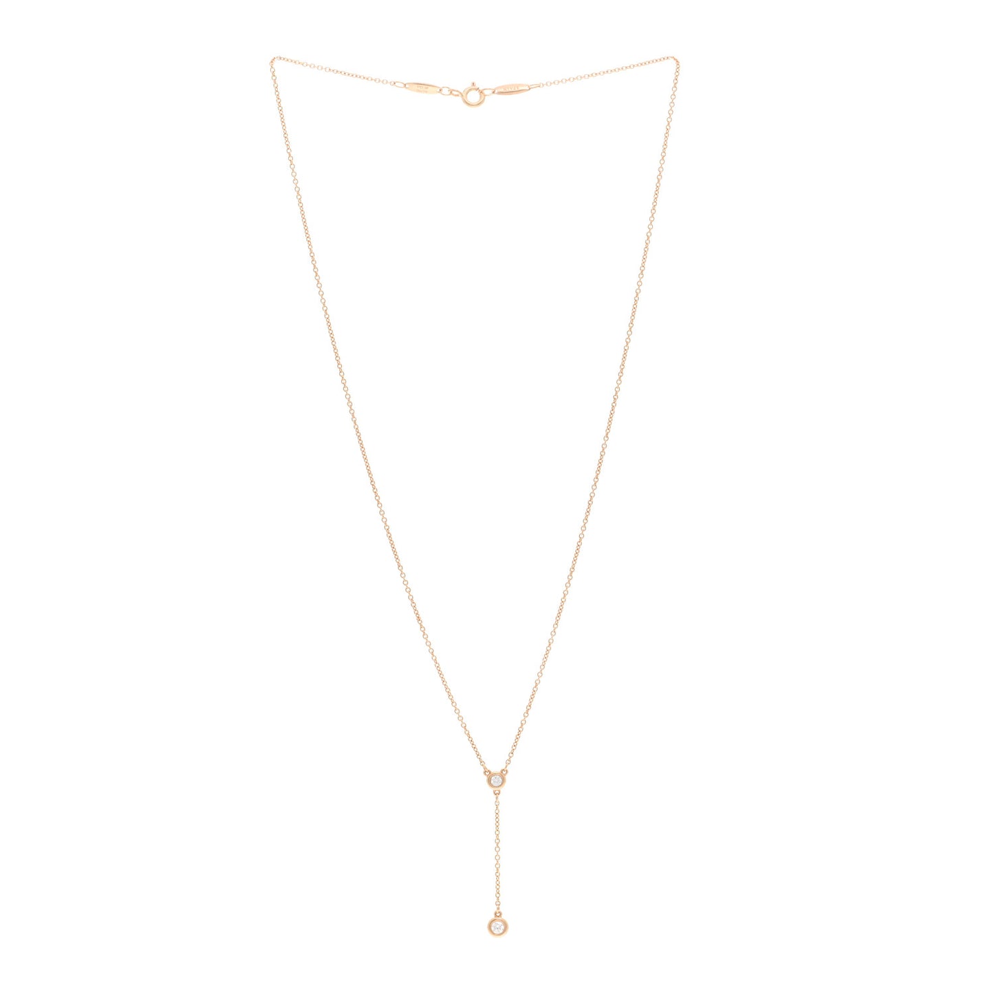 18K Rose Gold Diamond Elsa Peretti Diamonds by the Yard Lariat Necklace