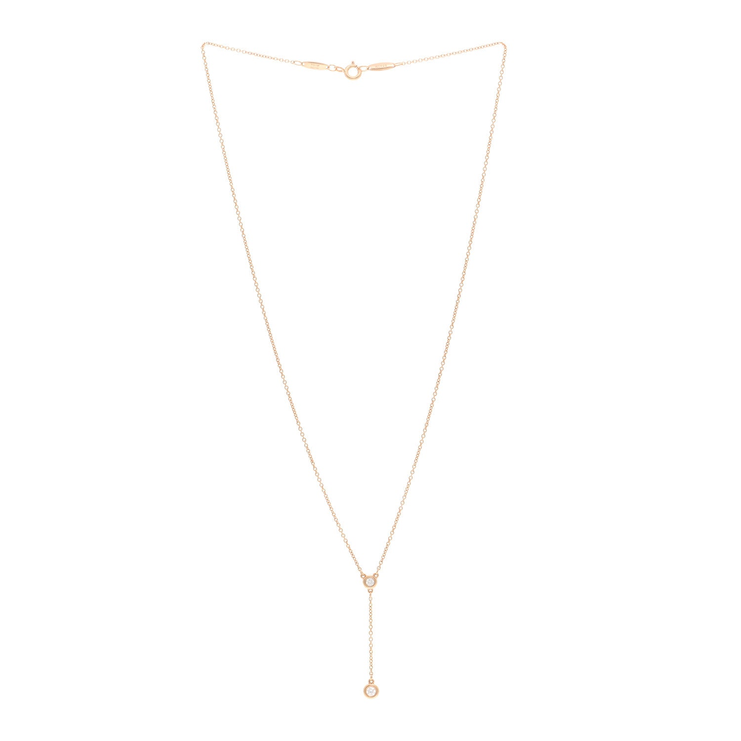 Tiffany 18K Rose Gold Diamond Elsa Peretti Diamonds by the Yard Lariat Necklace 3 of 5