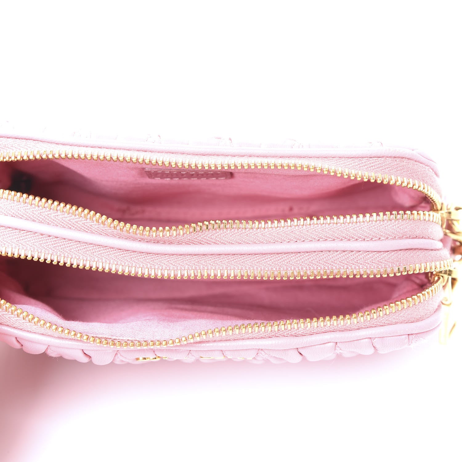 Miu Miu Nappa Matelasse Double Zip Pochette Clutch Rosa 4 of 9