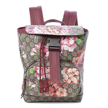 Gucci GG Supreme Monogram Blooms Small Single Buckle Backpack Beige Multicolor Dry Rose 1 of 10