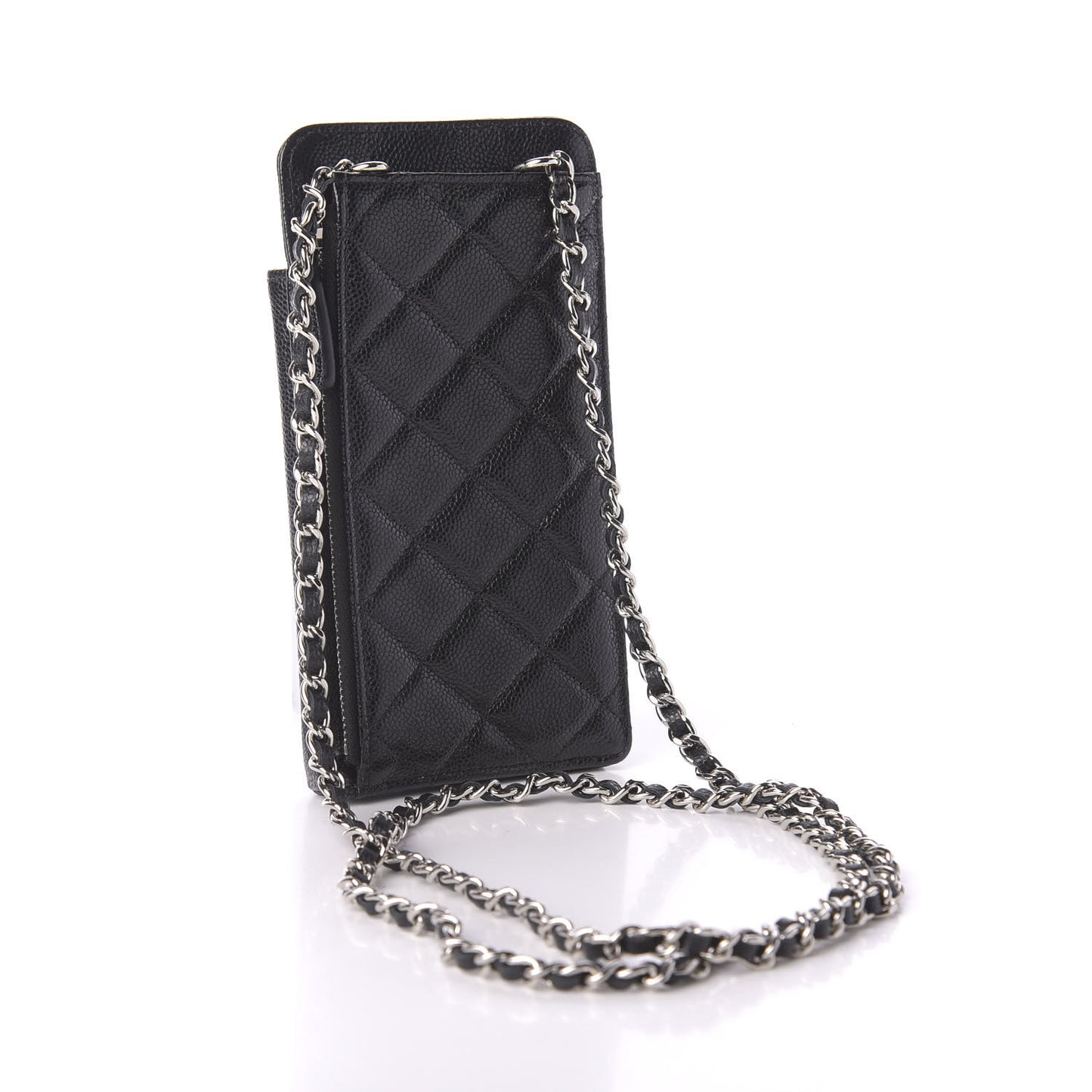 Caviar Quilted Zip Phone Case Black