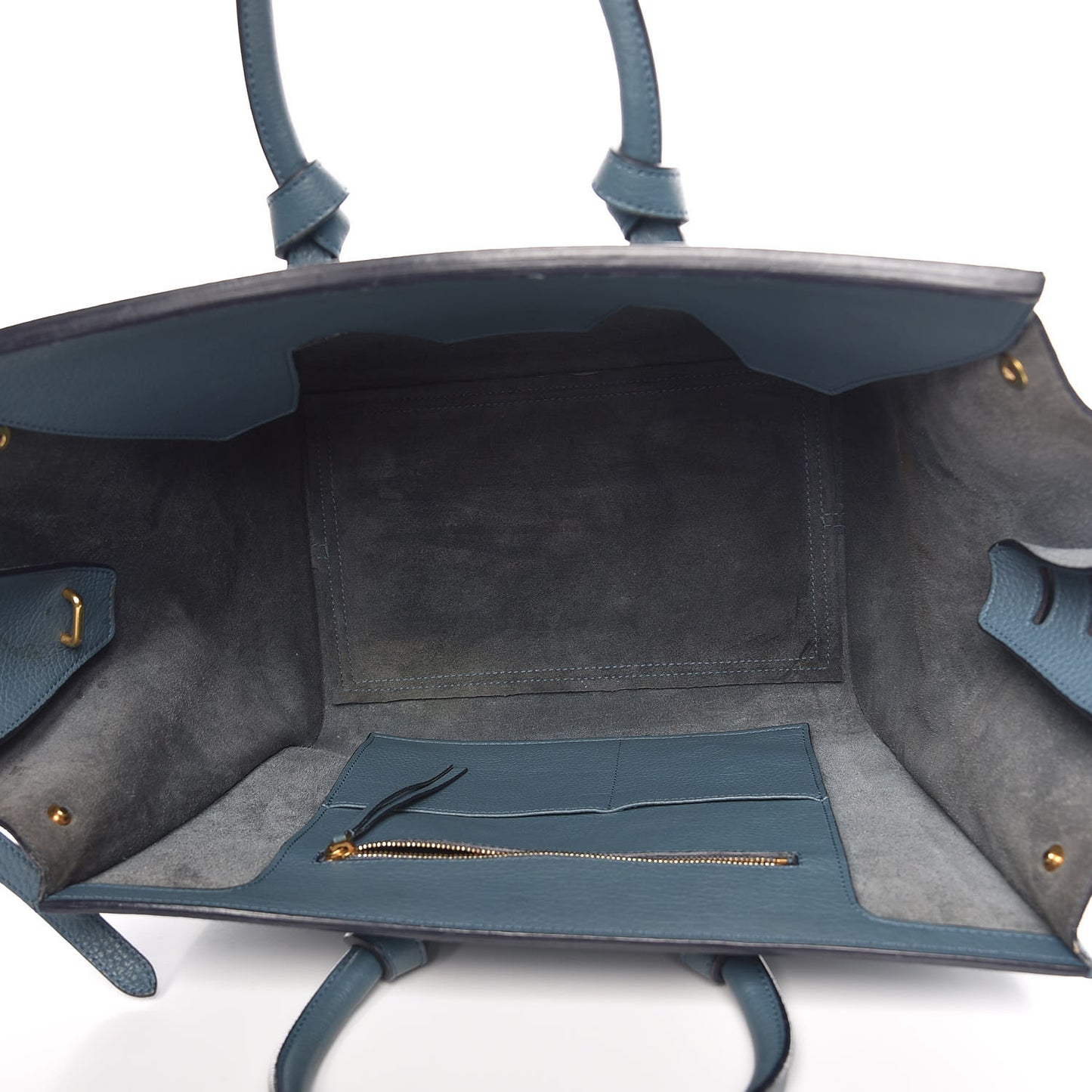 Grained Calfskin Small Tie Knot Tote Denim