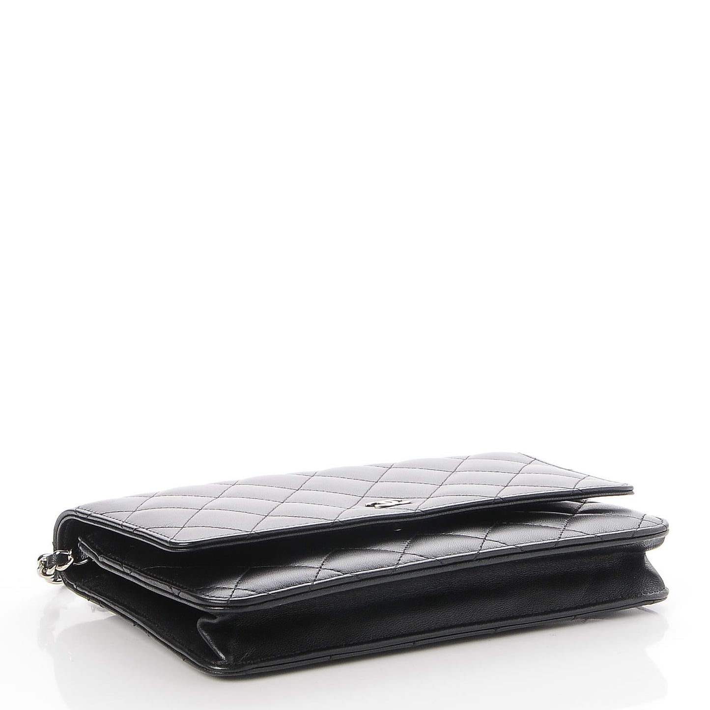 Lambskin Quilted Wallet On Chain WOC Black