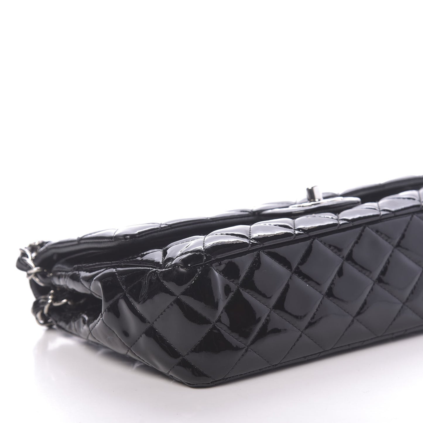 Patent Quilted Medium Double Flap Black