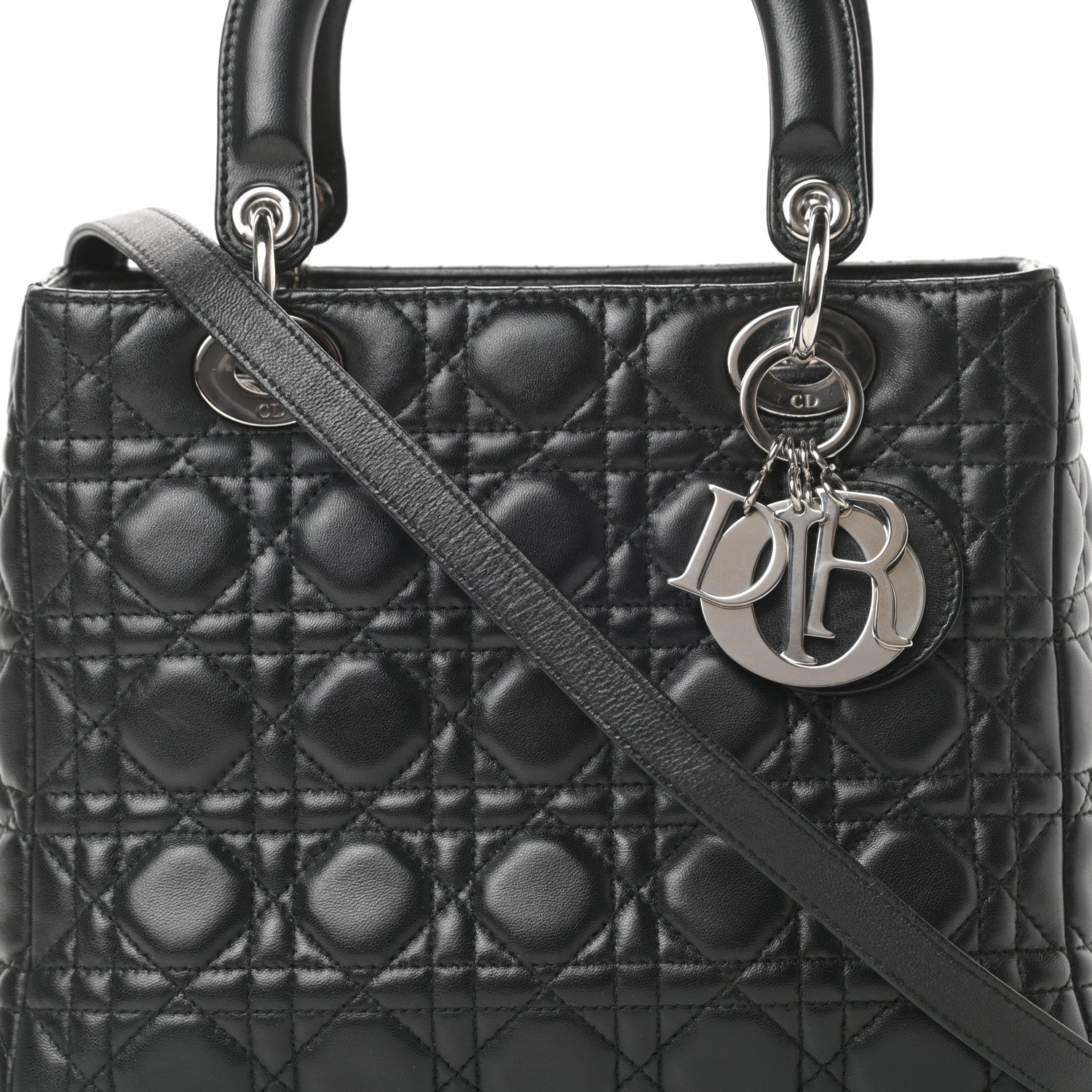Christian Dior Lambskin Cannage Medium Lady Dior Black 8 of 14