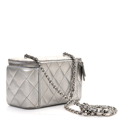 Chanel Metallic Lambskin Quilted Small CC Dynasty Vanity Case With Chain Silver 3 of 16