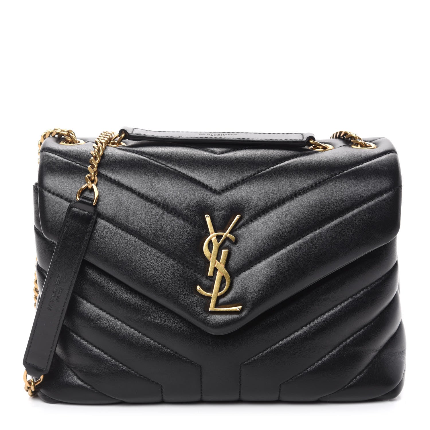 Saint Laurent Calfskin Y Quilted Monogram Small Loulou Chain Satchel Black 1 of 11