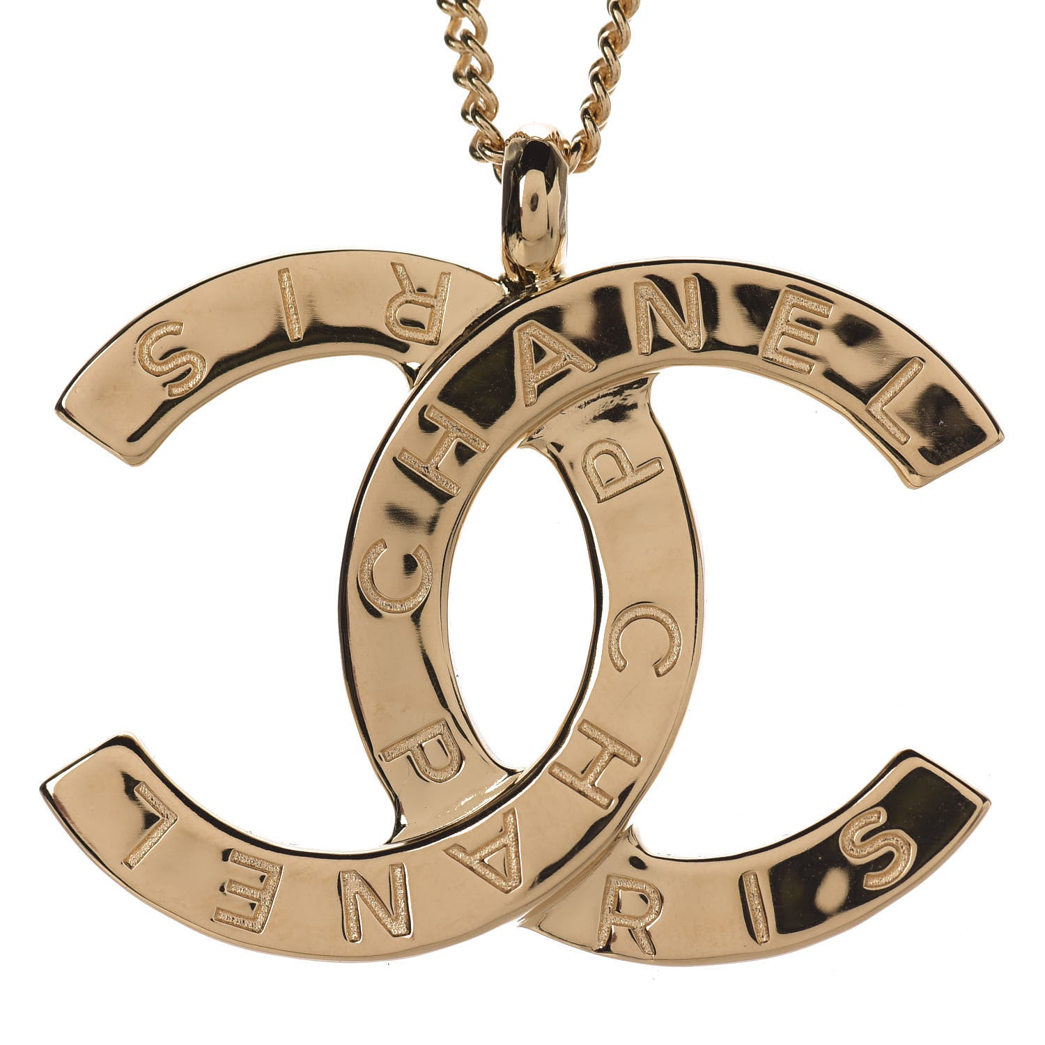 Chanel Metal CC Paris Button Necklace Gold 4 of 6