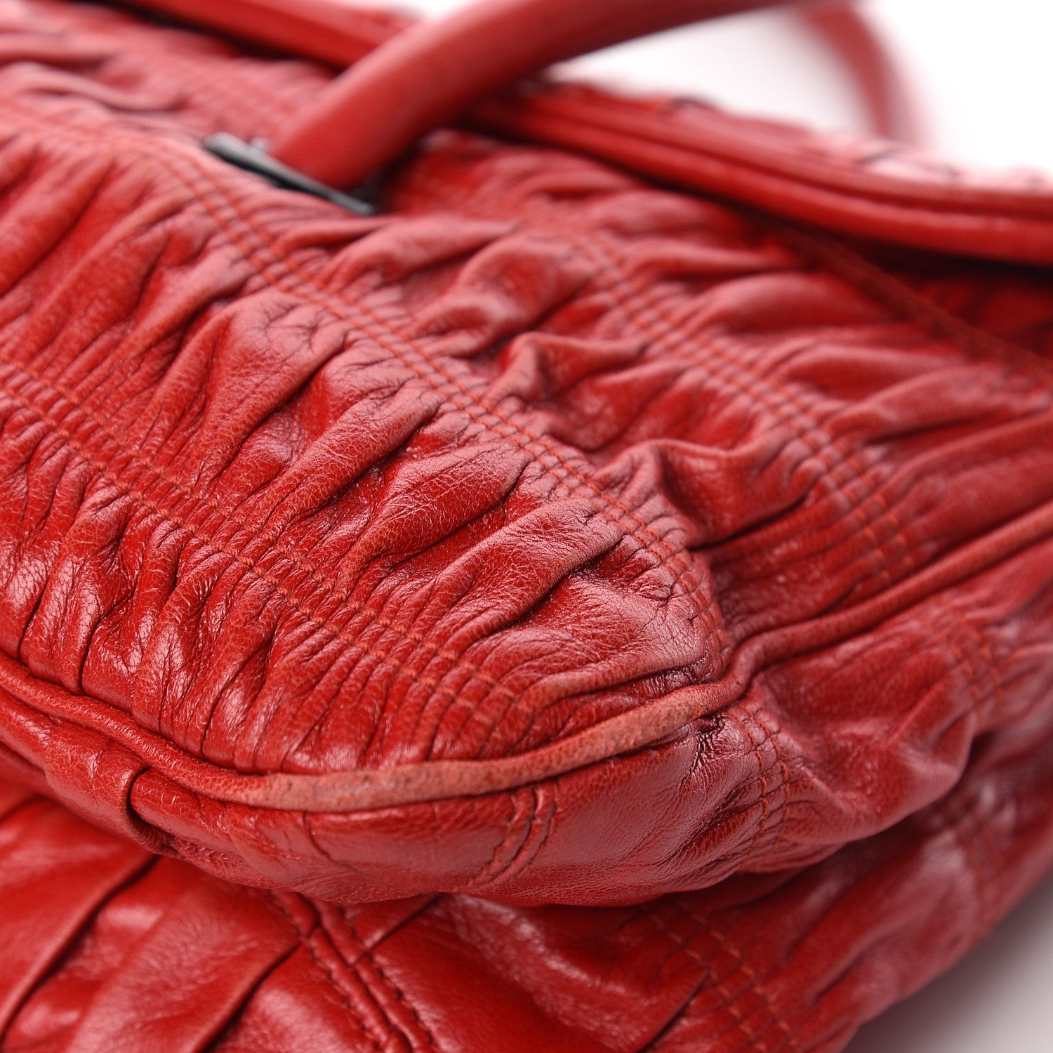 Prada Capretto Gaufre Flap Bag Rosso 12 of 18