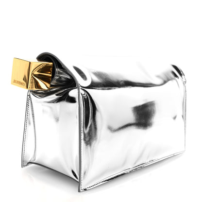 Jacquemus Metallic Patent Calfskin La Pochette Rond Carre Silver 3 of 8