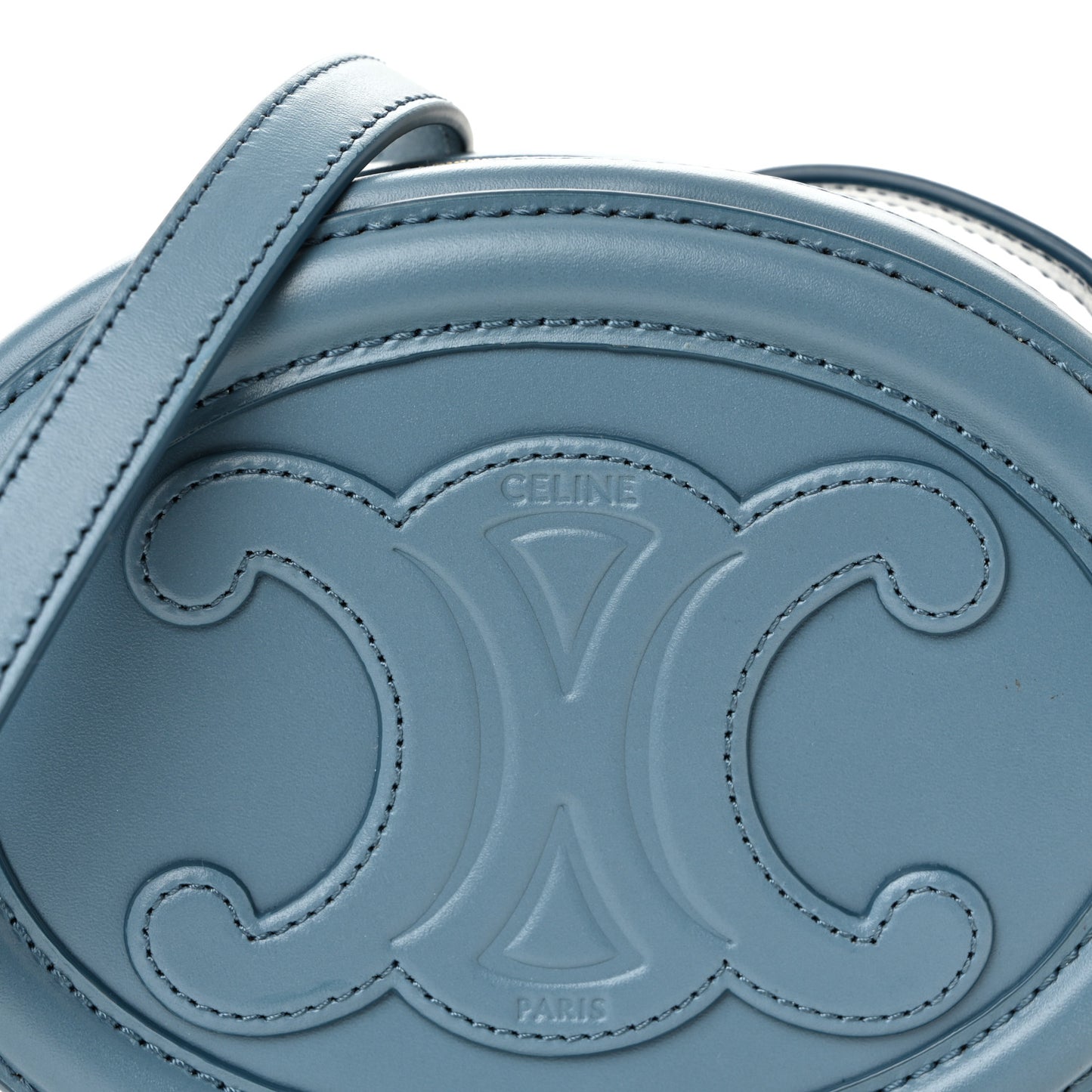 Smooth Calfskin Cuir Small Triomphe Oval Crossbody Purse Denim