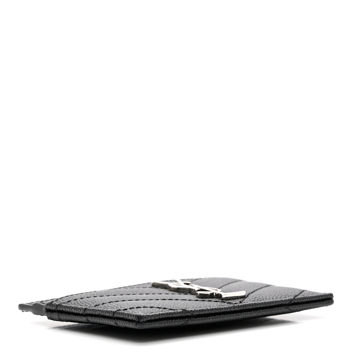 Grain De Poudre Matelasse Chevron Monogram Credit Card Case Black