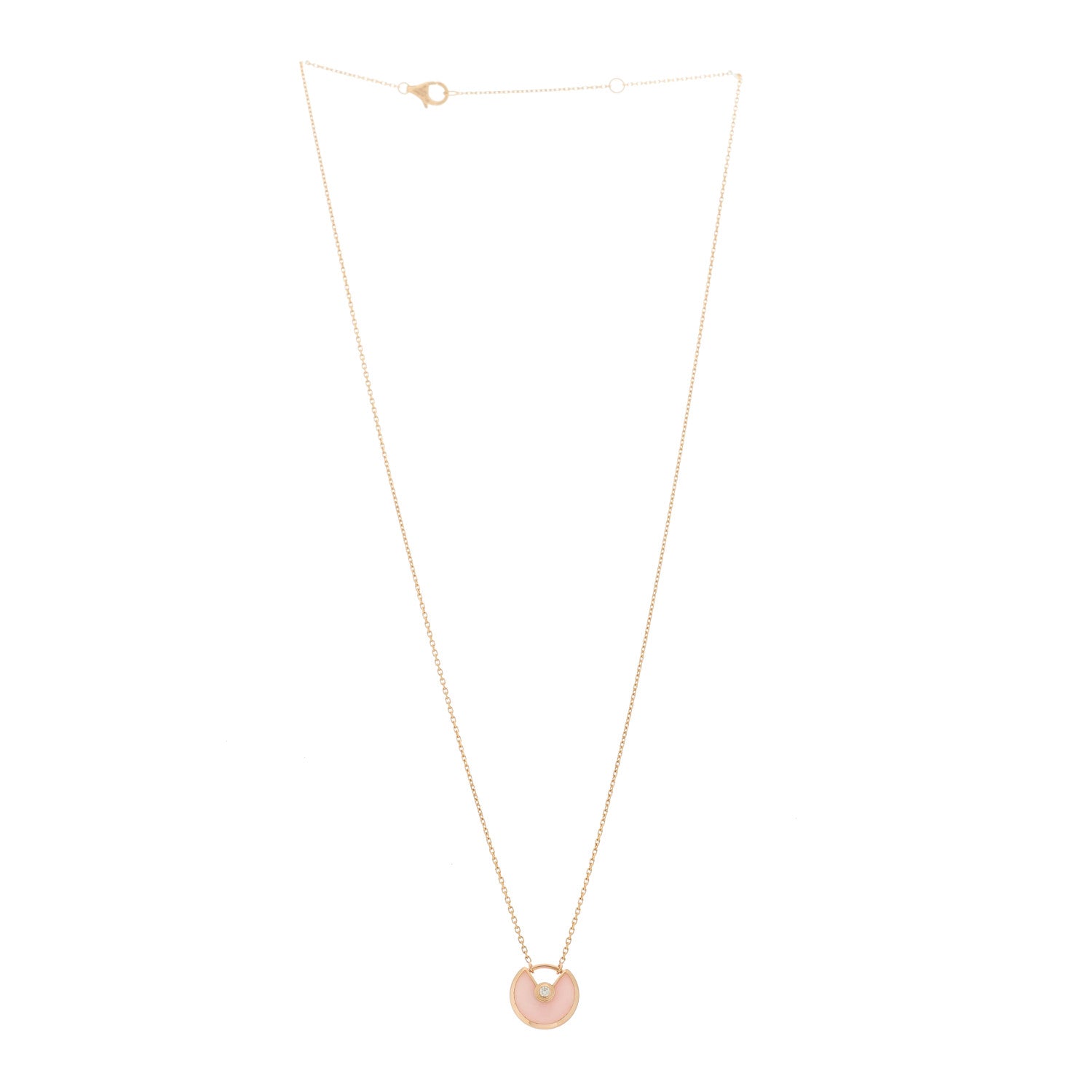 Cartier 18K Pink Gold Diamond Pink Opal XS Amulette de Cartier Pendant Necklace 3 of 5