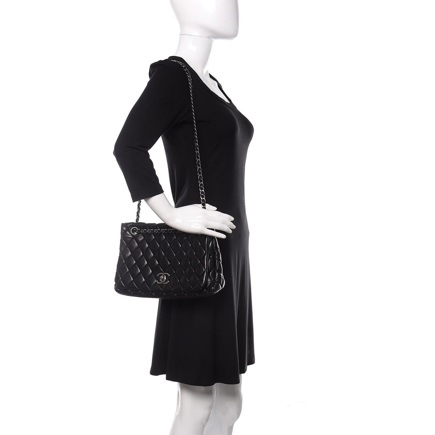Lambskin Large New Bubble Flap Black