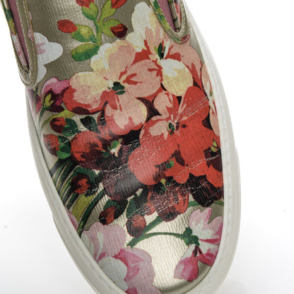 Gucci Calfskin Blooms Print Womens Slip On Sneakers 41 Gold Multicolor Dry Rose 6 of 10