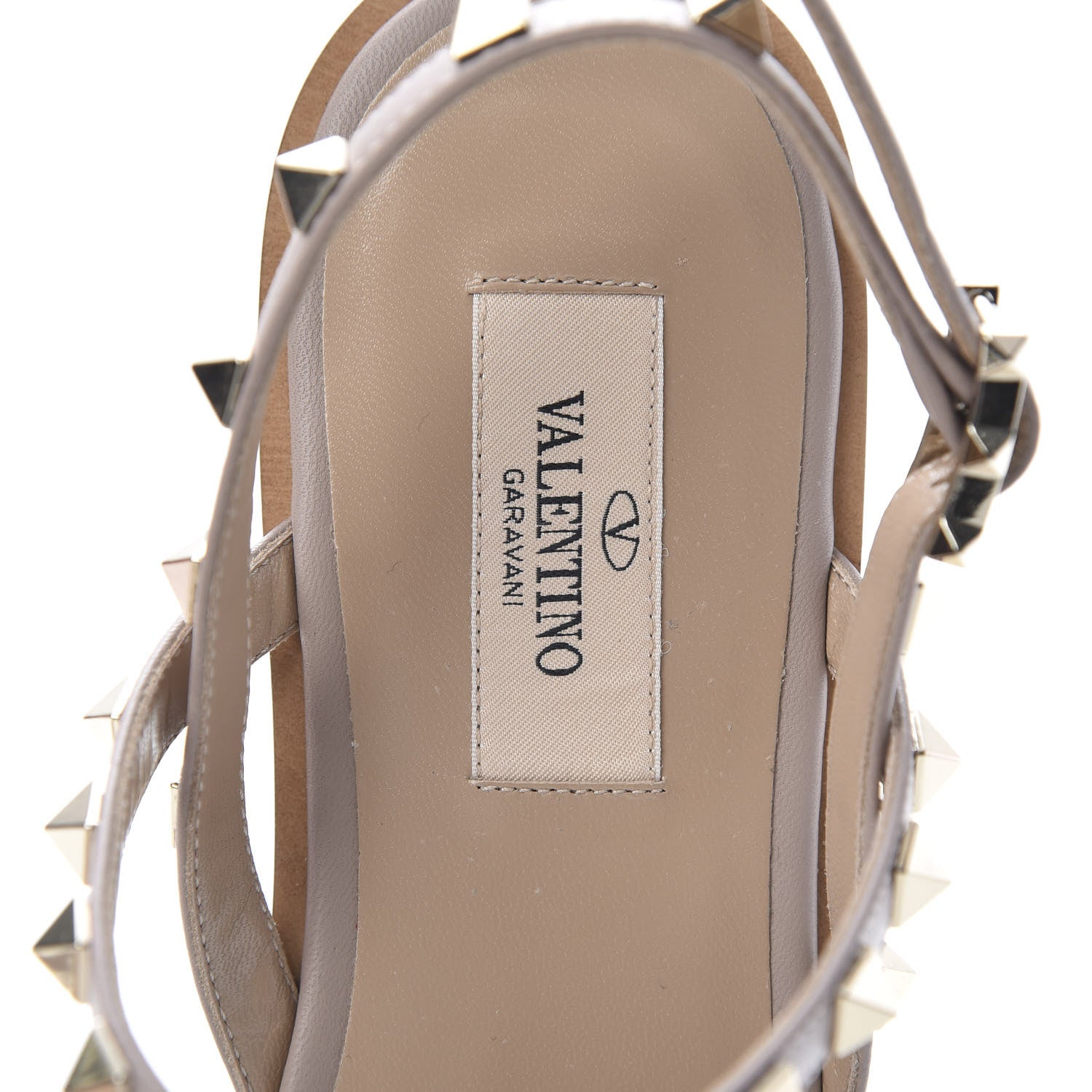 Valentino Garavani Nappa Rockstud T-Strap Slingback Flat Sandals 39 Poudre 7 of 8