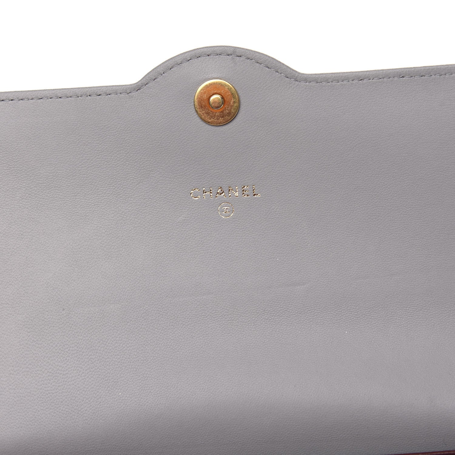 Chanel Lambskin Quilted Wallet With Removable Chain Grey Burgundy 6 of 11