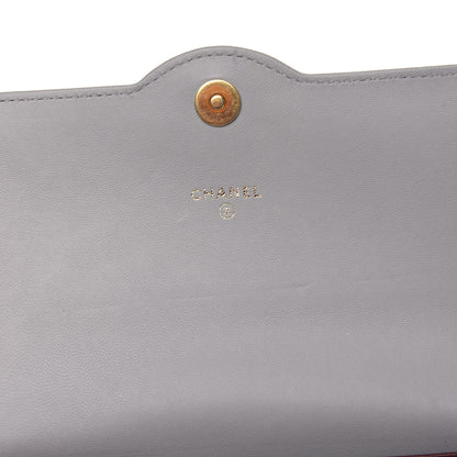 Chanel Lambskin Quilted Wallet With Removable Chain Grey Burgundy 6 of 11