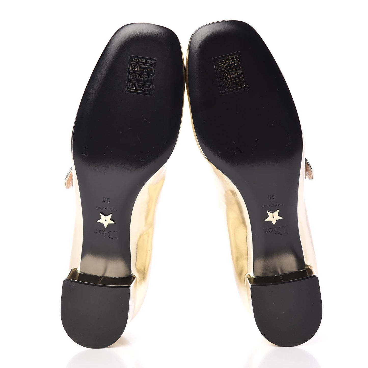 Mirror Finish Calfskin Baby-D Ballet Pumps 38 Stardust Gold