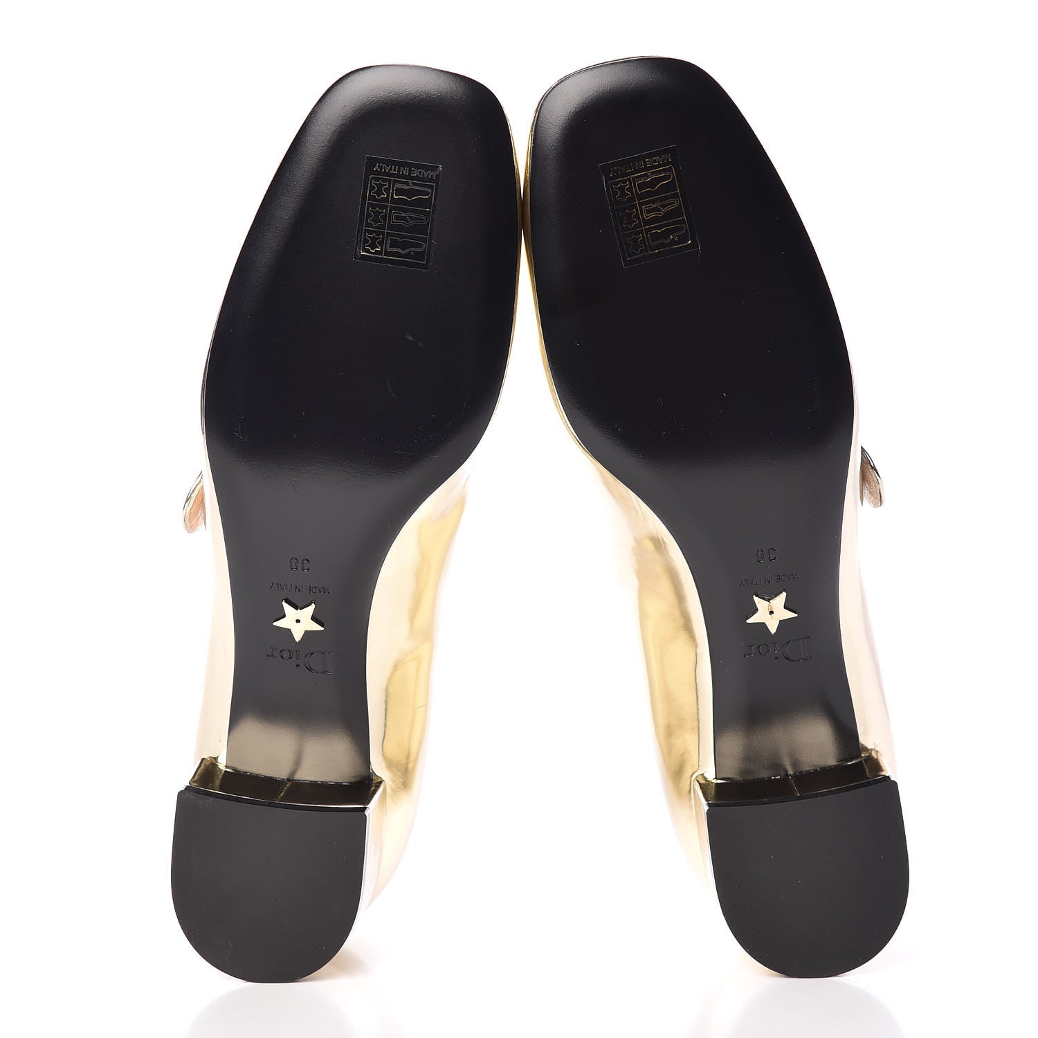 Christian Dior Mirror Finish Calfskin Baby-D Ballet Pumps 38 Stardust Gold 5 of 8
