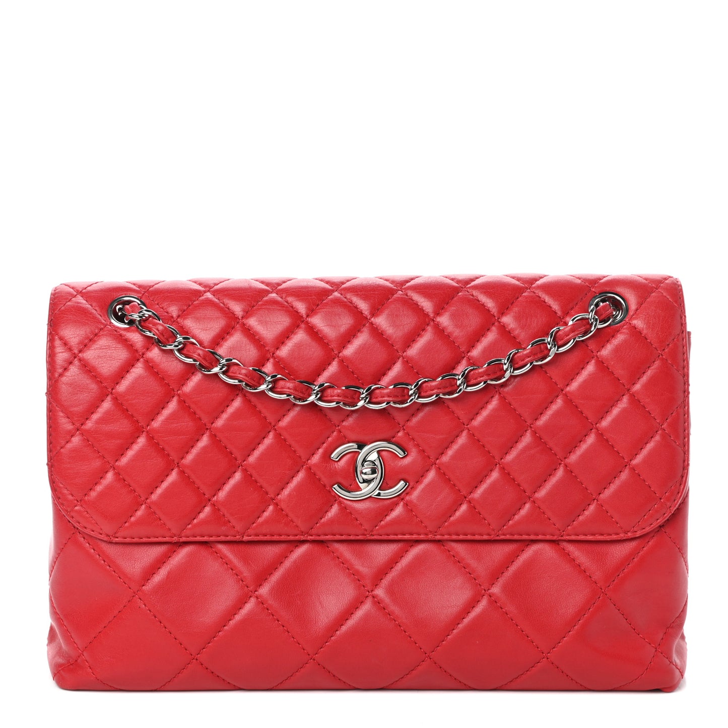 Calfskin Quilted In the Business Flap Bag Red