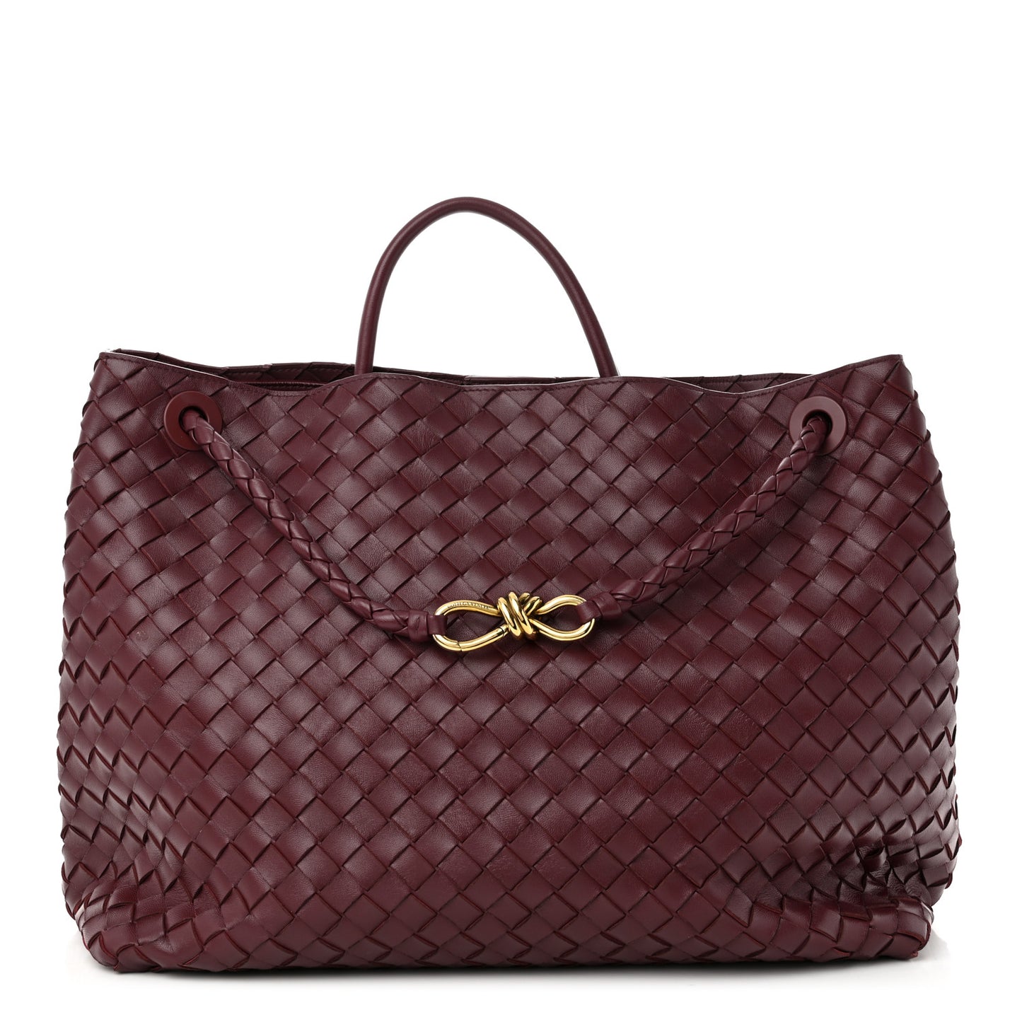 Nappa Intrecciato Large Andiamo Shoulder Bag Barolo