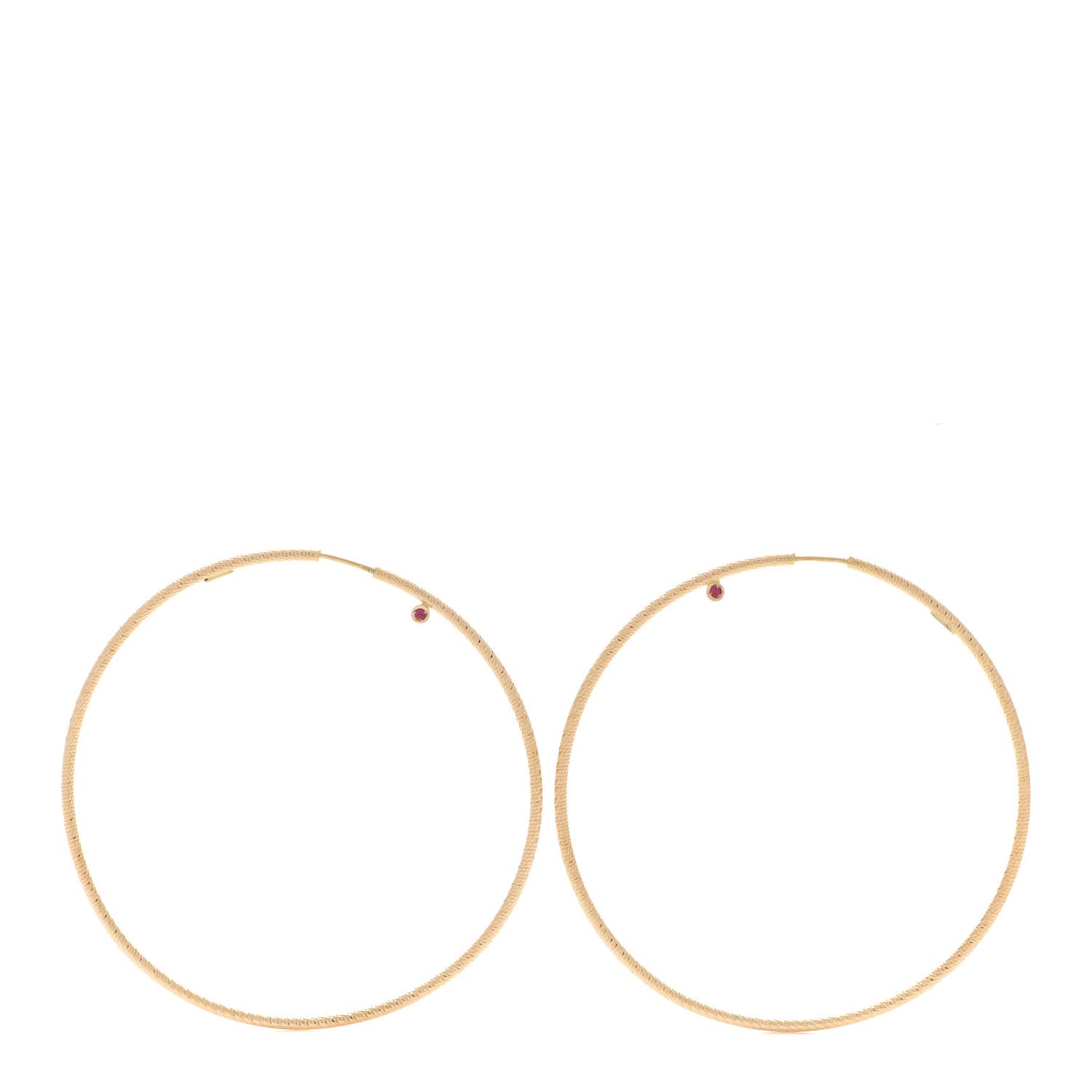 18K Yellow Gold Ruby Large Hoop Earrings