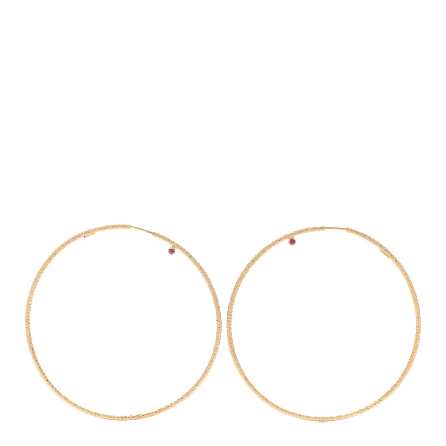 Roberto Coin 18K Yellow Gold Ruby Large Hoop Earrings 1 of 5