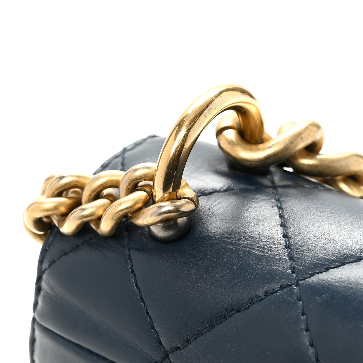 Chanel Glazed Calfskin Quilted Small Straight Lined Flap Blue 13 of 14