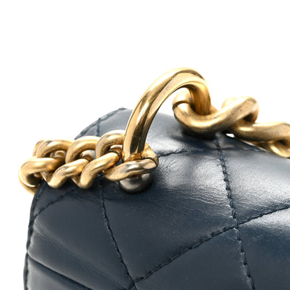 Chanel Glazed Calfskin Quilted Small Straight Lined Flap Blue 13 of 14
