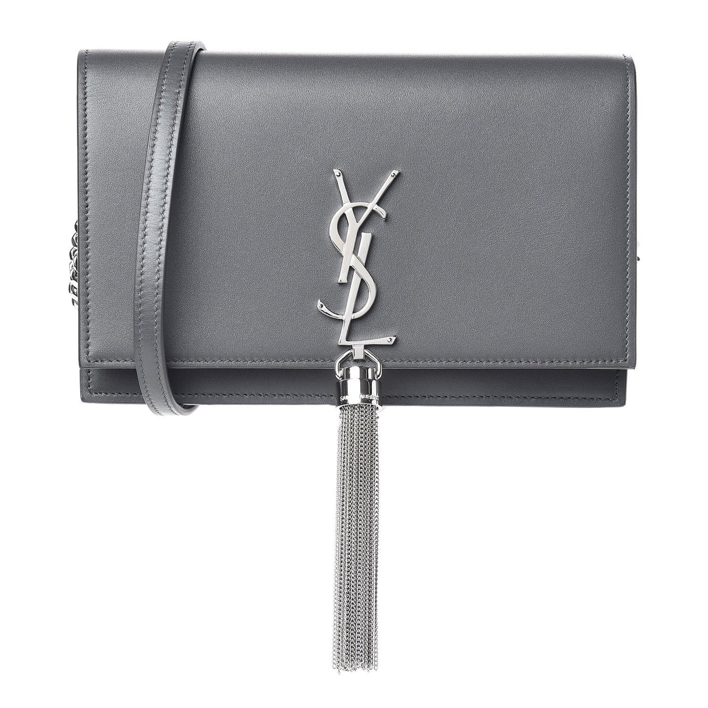 Smooth Calfskin Classic Monogram Kate Tassel Chain Wallet Asphalt