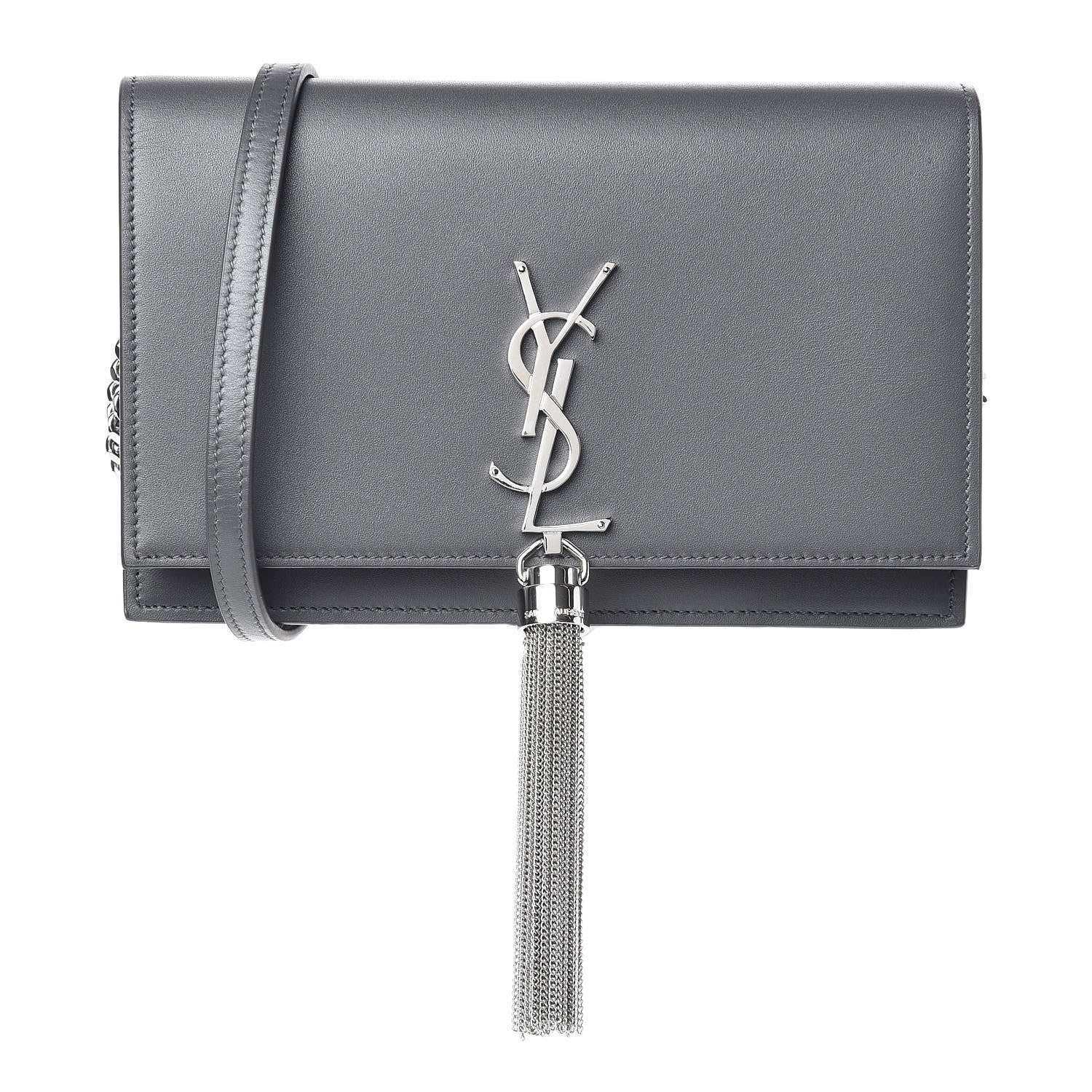 Saint Laurent Smooth Calfskin Classic Monogram Kate Tassel Chain Wallet Asphalt 1 of 8