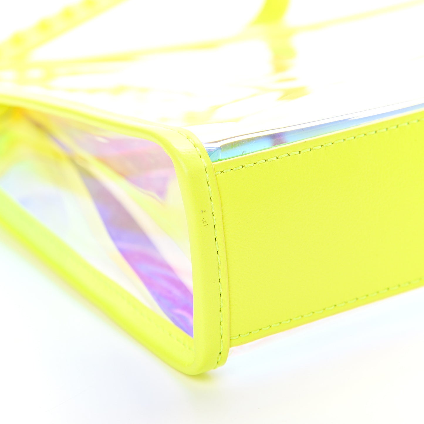 Iridescent PVC Wristlet Neon Yellow