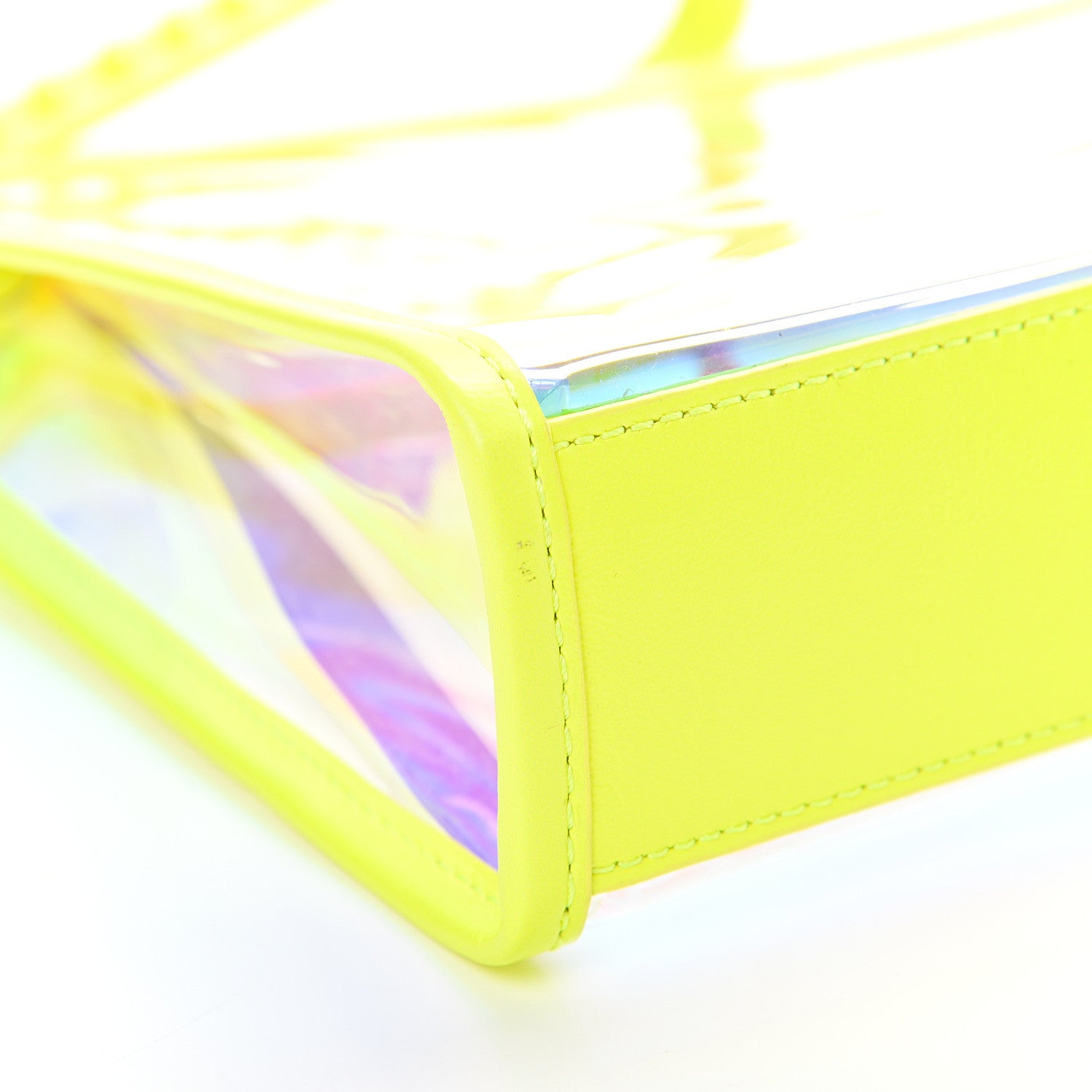 MCM Iridescent PVC Wristlet Neon Yellow 8 of 8