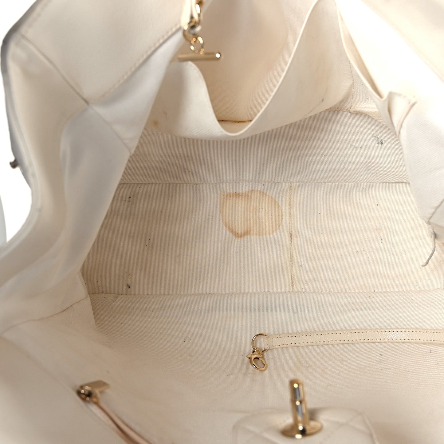 Caviar Quilted Large Classic Shopping Tote White