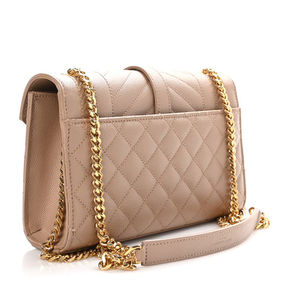 Saint Laurent Grain De Poudre Textured Mixed Matelasse Triquilt Small Monogram Satchel Dark Beige 3 of 10