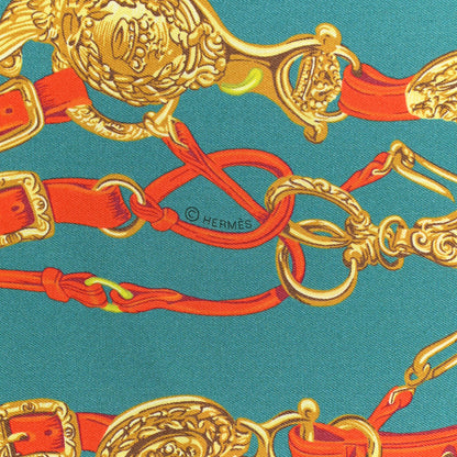 Hermes Silk Brides De Gala Maxi Twilly Menthe Canard Orange 4 of 5