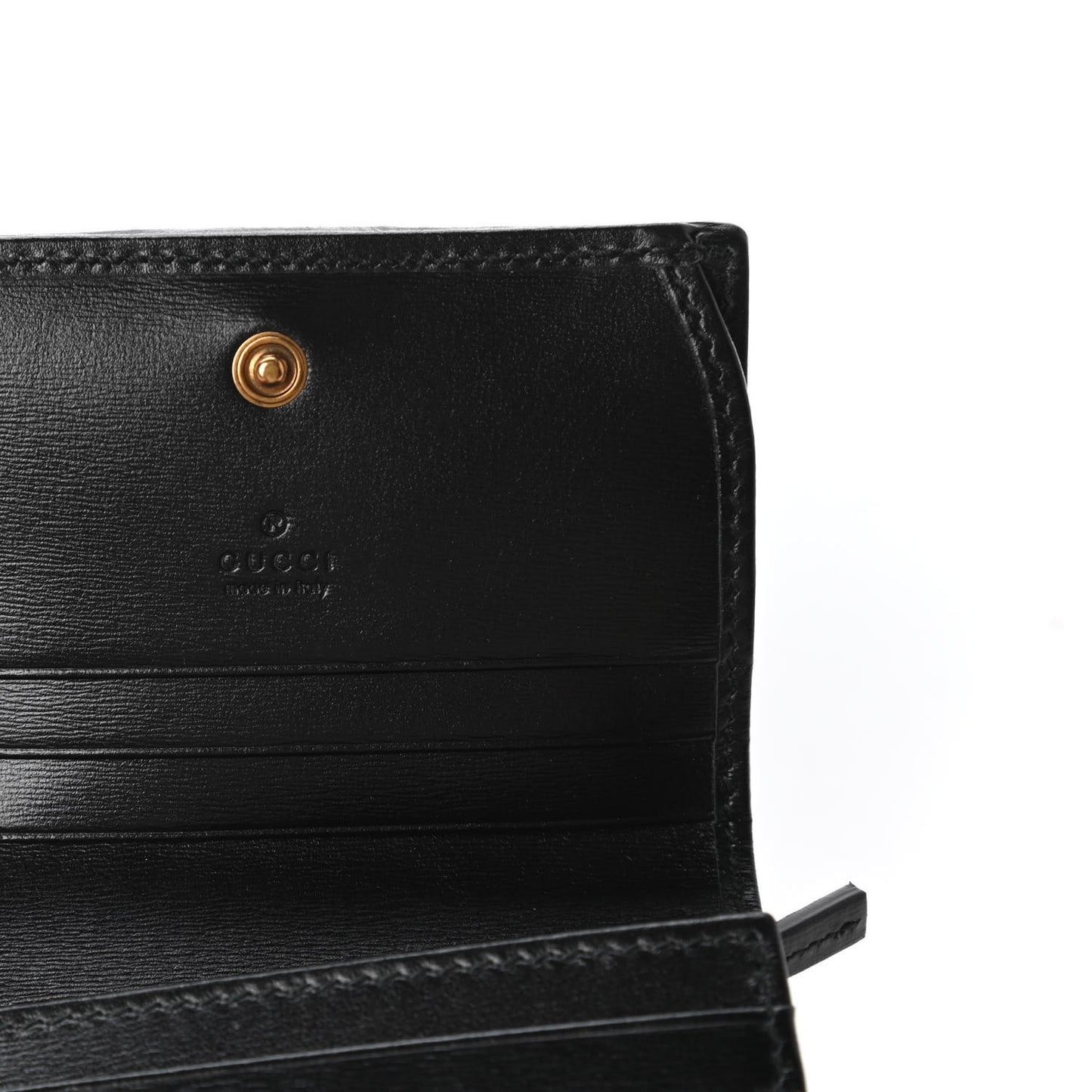 Calfskin Web Trapuntata GG Marmont Card Case Wallet Black