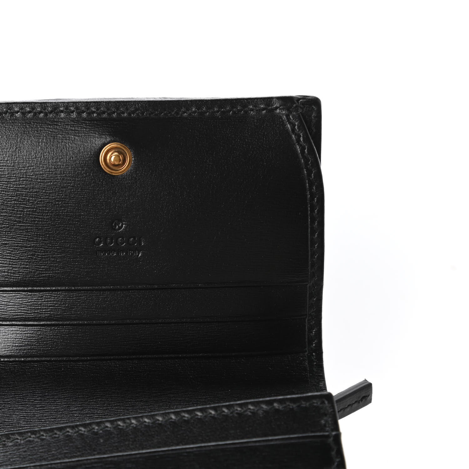 Gucci Calfskin Web Trapuntata GG Marmont Card Case Wallet Black 8 of 11