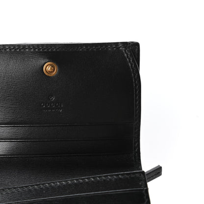 Gucci Calfskin Web Trapuntata GG Marmont Card Case Wallet Black 8 of 11