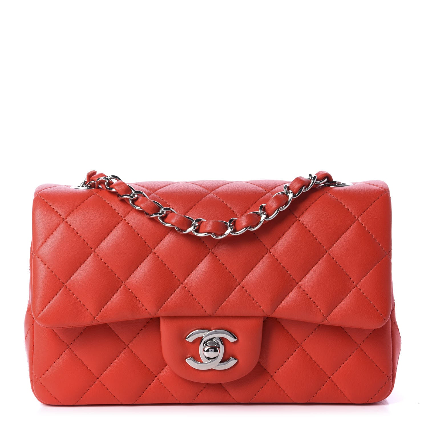 Chanel Lambskin Quilted Mini Rectangular Flap Red 1 of 11