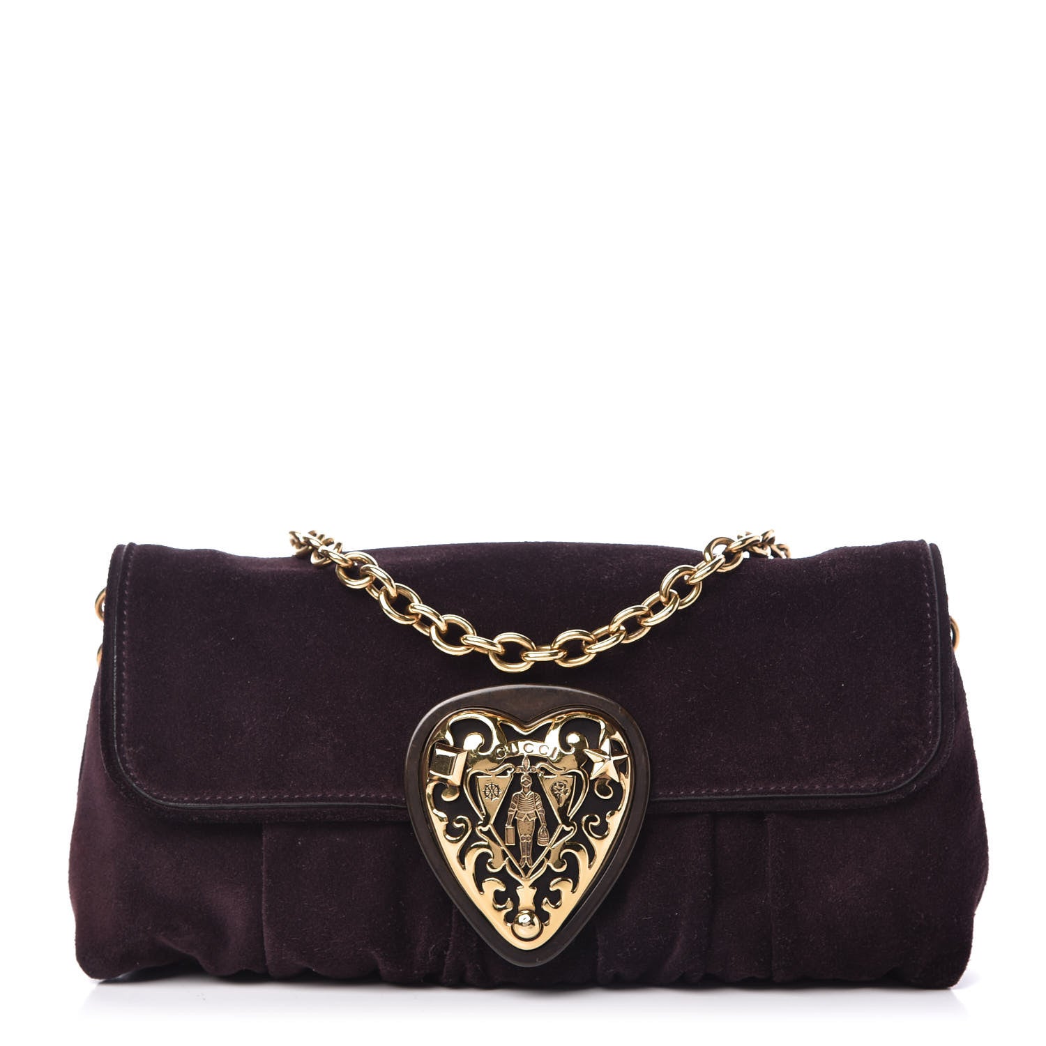 Gucci Suede Babouska Clutch Dark Brown 1 of 10