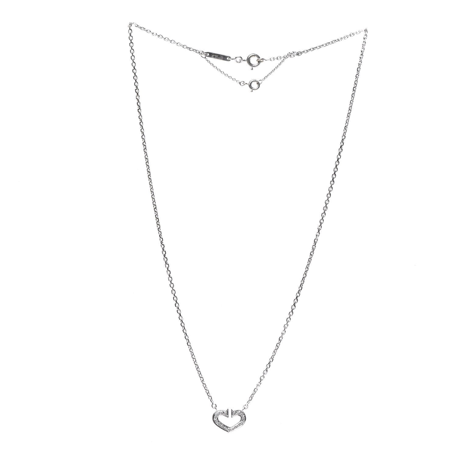 Cartier 18K White Gold Diamond Small Hearts and Symbols Pendant Necklace 3 of 5