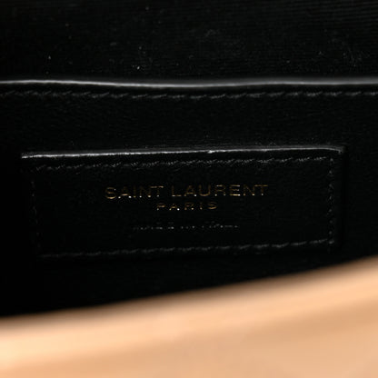Saint Laurent Lambskin Mixed Matelasse Triquilt Small Monogram Satchel Dark Toffee 6 of 9