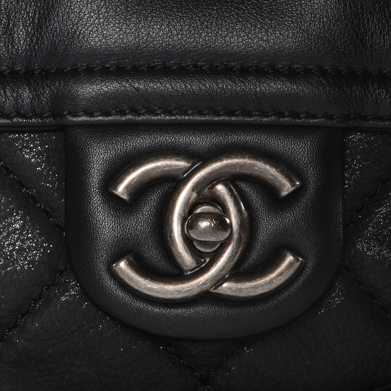 Iridescent Calfskin Jumbo Double Flap Black
