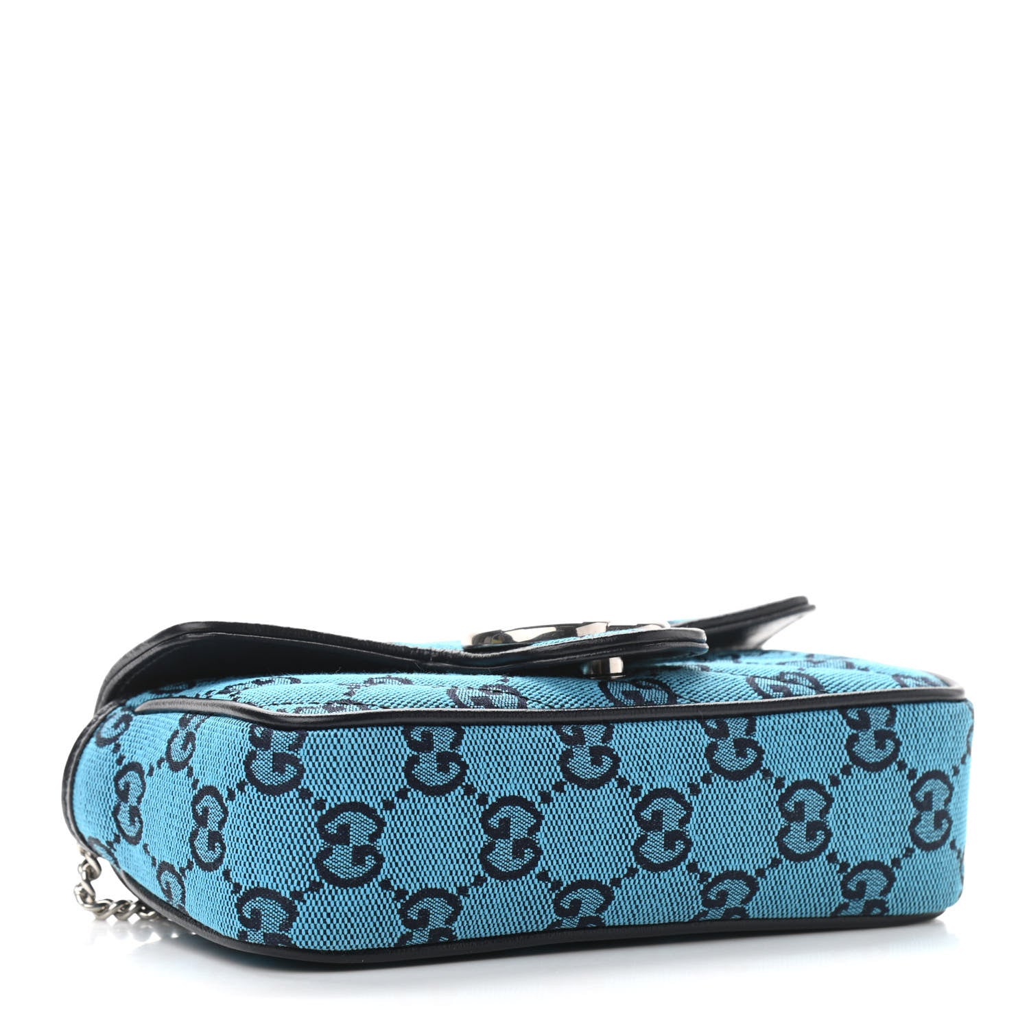 Gucci Monogram Multicolor Matelasse Diagonal Super Mini GG Marmont Shoulder Bag Light Blue 4 of 11