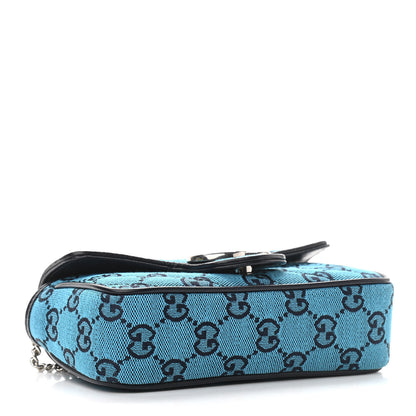 Gucci Monogram Multicolor Matelasse Diagonal Super Mini GG Marmont Shoulder Bag Light Blue 4 of 11