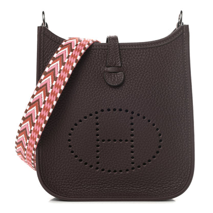 Hermes Taurillon Clemence Allegro Evelyne TPM Havane Rose Confetti White 1 of 11
