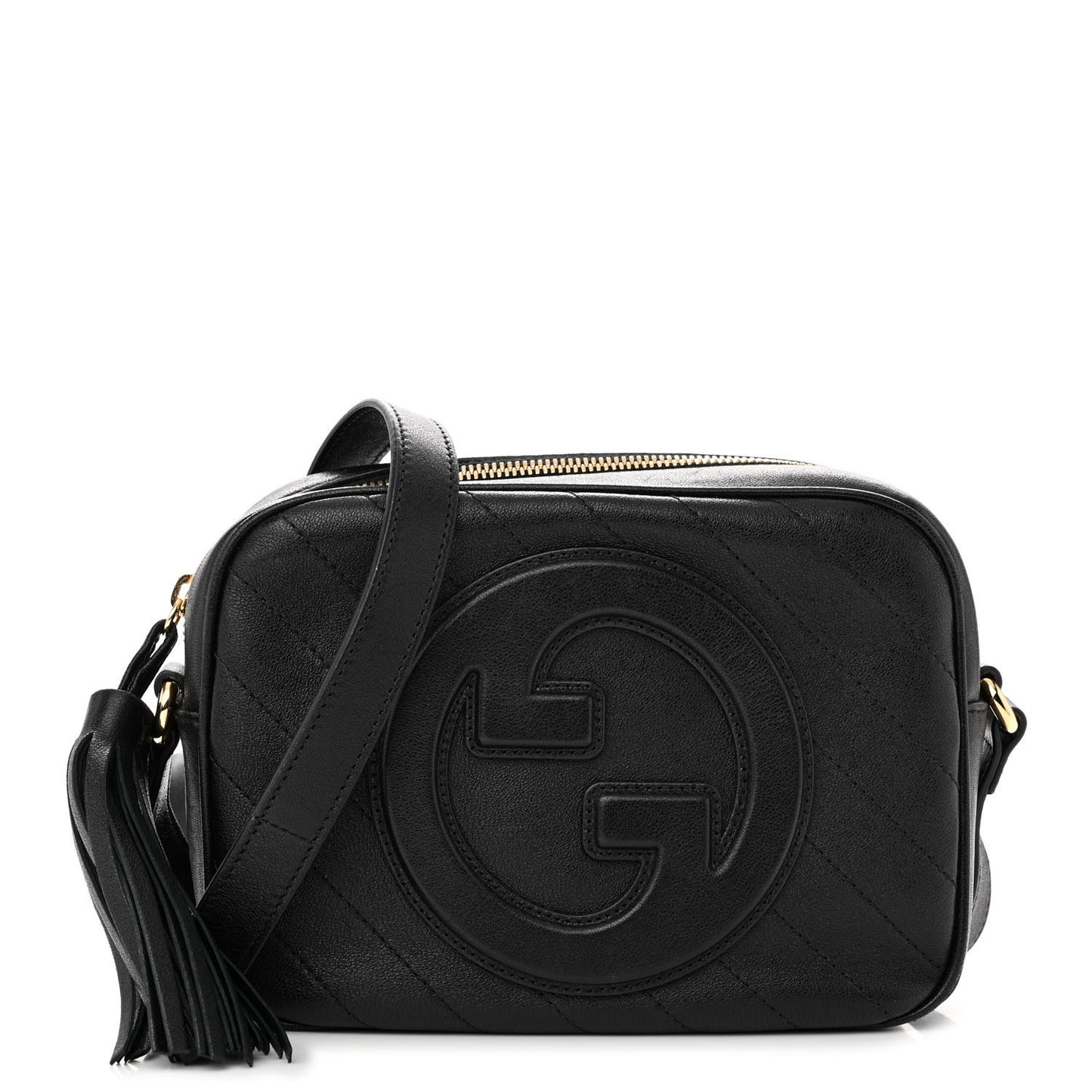 Sakai Be Green Calfskin Diagonal Stitched Small Blondie Shoulder Bag Black