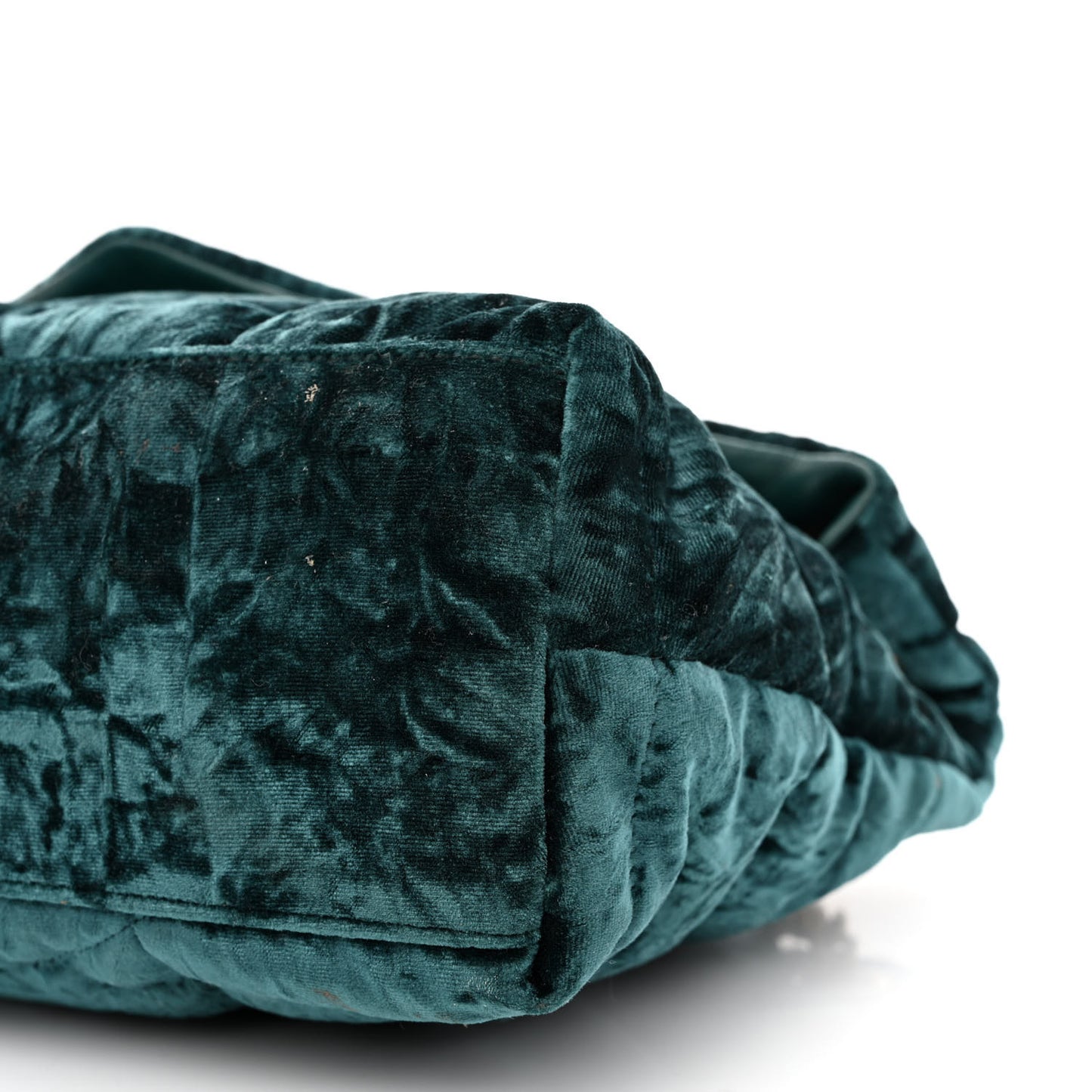 Crushed Velvet Quilted Small Loulou Puffer Monogram Chain Satchel Emerald